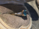 10k gold two-tone natural blue zircon floral estate ring