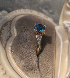 10k gold two-tone natural blue zircon floral estate ring