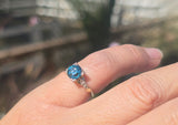 10k gold two-tone natural blue zircon floral estate ring