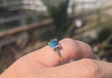 10k gold two-tone natural blue zircon floral estate ring