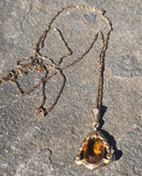 14k gold Art Deco c.1930's antique citrine pendant necklace