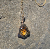 14k gold Art Deco c.1930's antique citrine pendant necklace
