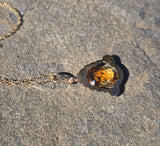 14k gold Art Deco c.1930's antique citrine pendant necklace