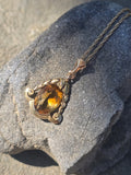 14k gold Art Deco c.1930's antique citrine pendant necklace