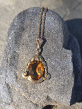 14k gold Art Deco c.1930's antique citrine pendant necklace