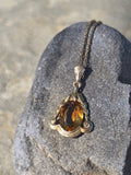 14k gold Art Deco c.1930's antique citrine pendant necklace