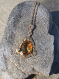 14k gold Art Deco c.1930's antique citrine pendant necklace