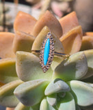 14k gold Victorian turquoise & diamond estate navette antique ring