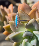 14k gold Victorian turquoise & diamond estate navette antique ring