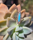 14k gold Victorian turquoise & diamond estate navette antique ring