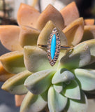 14k gold Victorian turquoise & diamond estate navette antique ring