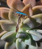 14k gold Victorian turquoise & diamond estate navette antique ring