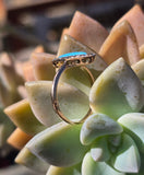 14k gold Victorian turquoise & diamond estate navette antique ring