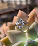 18ct gold two-tone Deco diamond antique estate ring
