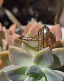14k gold citrine filigree Deco engraved estate ring
