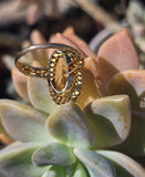 14k gold citrine filigree Deco engraved estate ring