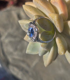 platinum c.1920's Deco estate blue sapphire and diamond antique ring