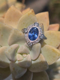 platinum c.1920's Deco estate blue sapphire and diamond antique ring