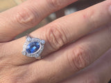 platinum c.1920's Deco estate blue sapphire and diamond antique ring