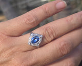 platinum c.1920's Deco estate blue sapphire and diamond antique ring
