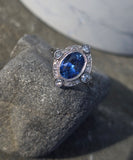 platinum c.1920's Deco estate blue sapphire and diamond antique ring