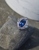 platinum c.1920's Deco estate blue sapphire and diamond antique ring