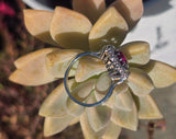 18ct white gold ruby and mine cut diamond estate halo ring
