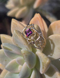 10k gold amethyst antique estate wide band ring