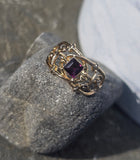 10k gold amethyst antique estate wide band ring