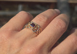 10k gold amethyst antique estate wide band ring