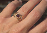 10k gold amethyst antique estate wide band ring