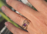 10k gold amethyst antique estate wide band ring