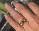 10k gold amethyst antique estate wide band ring