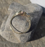 18ct - silver top two-tone pink sapphire & diamond Edwardian filigree ring