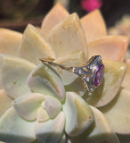 18ct - silver top two-tone pink sapphire & diamond Edwardian filigree ring