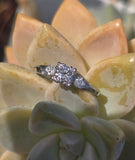 14k gold white gold diamond antique estate ring - apx .