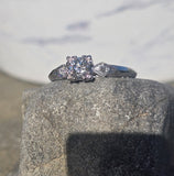 14k gold white gold diamond antique estate ring - apx .