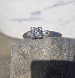 14k gold white gold diamond antique estate ring - apx .