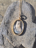 18ct gold WOLF DOG ESSEX crystal pendant necklace