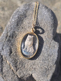18ct gold WOLF DOG ESSEX crystal pendant necklace