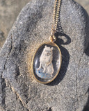 18ct gold WOLF DOG ESSEX crystal pendant necklace