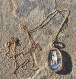 18ct gold WOLF DOG ESSEX crystal pendant necklace