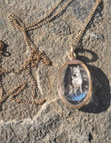 18ct gold WOLF DOG ESSEX crystal pendant necklace