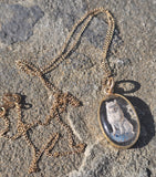 18ct gold WOLF DOG ESSEX crystal pendant necklace