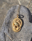 14k yellow gold Victorian estate SNAKE pendant necklace 🐍