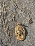 14k yellow gold Victorian estate SNAKE pendant necklace 🐍