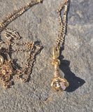 14k yellow gold Eagle Talon claw pearl estate pendant necklace