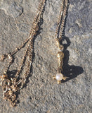 14k yellow gold Eagle Talon claw pearl estate pendant necklace