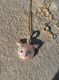14k gold Victorian emerald pendant necklace