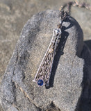 14k gold sapphire and pearl Art Deco necklace pendant